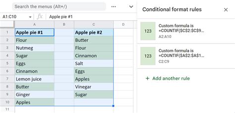 Google Sheets comparison methods