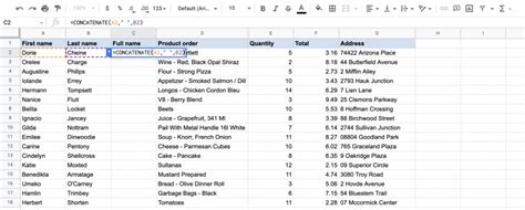 Google Sheets Concatenate with Space Example 7