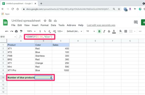 Google Sheets COUNTIF function