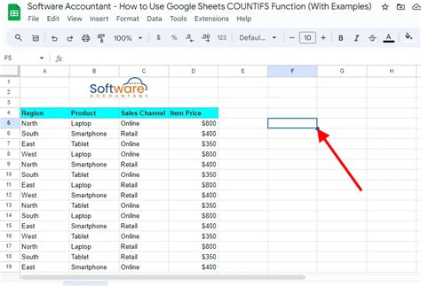 Google Sheets COUNTIFS function example 8