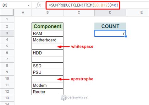 Counting Non-Blank Cells in Google Sheets