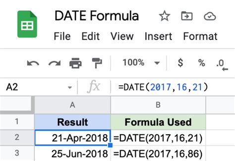 Date Formulas in Google Sheets