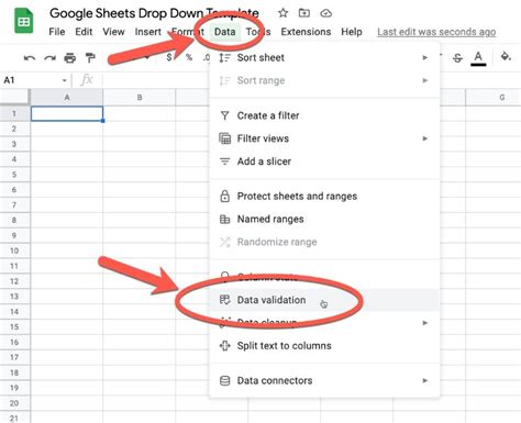 Google Sheets Dropdown Menu 1