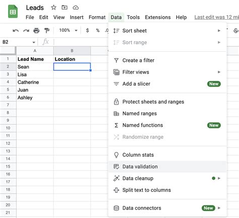 Google Sheets dropdown sort