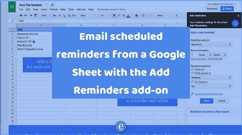 Google Sheets Email Reminders Add-on