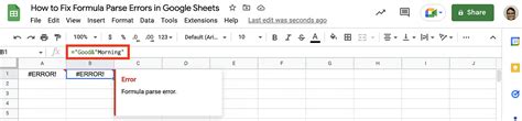 Common errors and how to fix them in Google Sheets