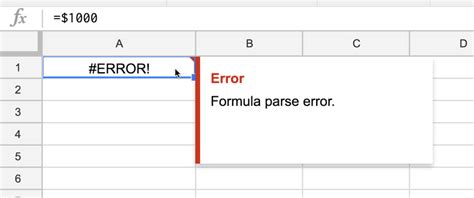 Google Sheets Errors