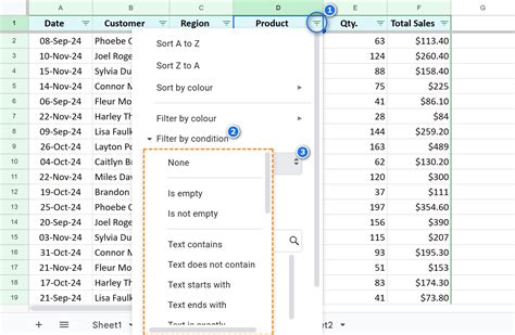 Google Sheets Filter by Condition