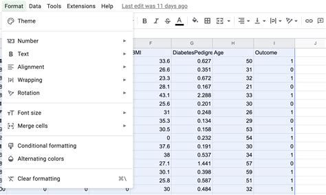 Google Sheets Format Cells