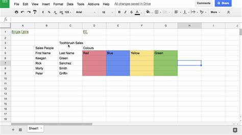 Google Sheets formatting example 3