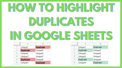 Google Sheets Highlight Duplicates