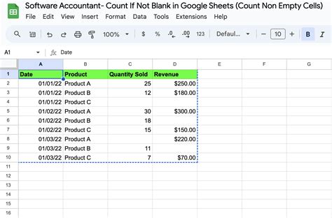 Example of IF NOT EMPTY formula in Google Sheets