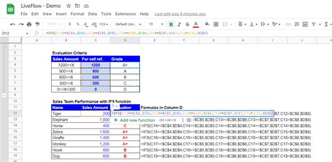 IFS function in Google Sheets