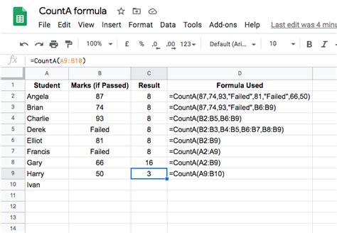 Using INDEX and COUNTA in Google Sheets