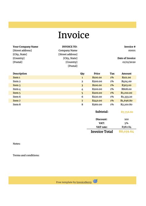 Google Sheets Invoice Template