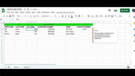 Google Sheets JOIN Function