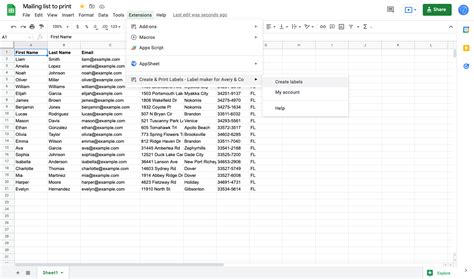 Google Sheets Label Maker Add-on