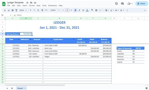 Google Sheets Ledger Template for Bookkeeping