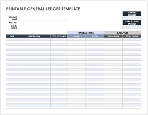 Google Sheets Ledger Template Printable