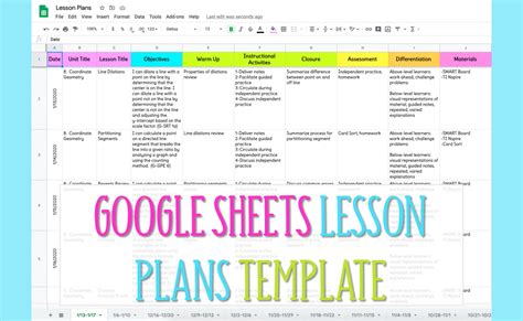 Google Sheets Lesson Plan Templates