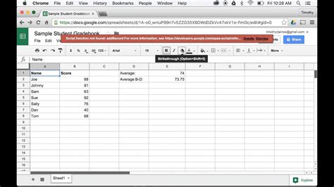 Google Sheets Menu