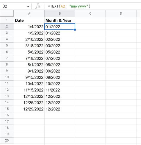 Google Sheets Month and Year Formulas