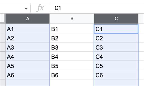 Google Sheets Multiple Columns