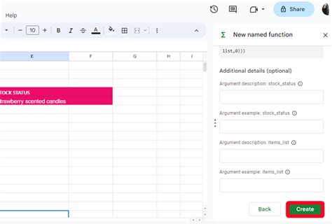 Google Sheets named functions example