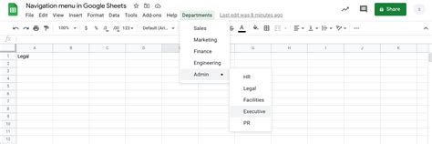 Google Sheets Navigation Menu