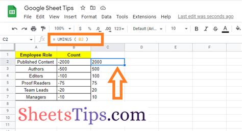 Google Sheets Negative Numbers