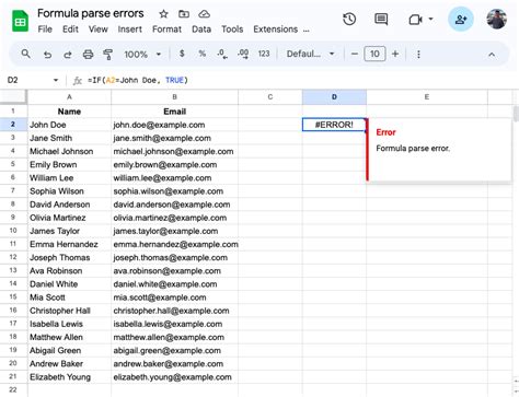 Google Sheets Parse Error