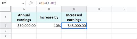 Google Sheets Percentage Decrease Formula