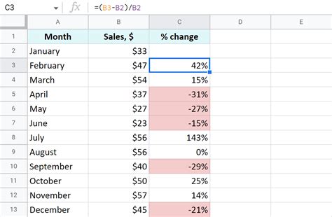 Google Sheets Percentage Formatting