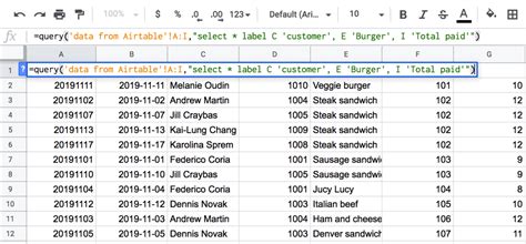 Google Sheets Query Example 9