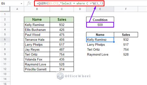 Google Sheets Query Cell References Example 1