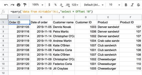 Google Sheets QUERY Syntax