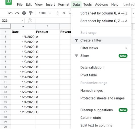 Google Sheets Range