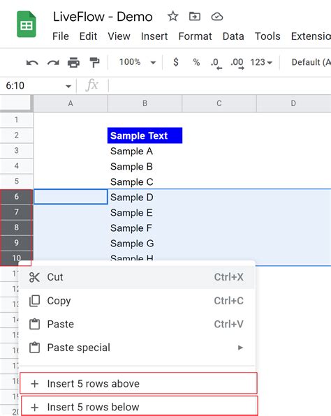 Insert Row Feature