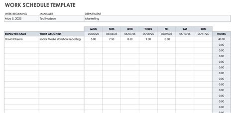 Google Sheets schedule template download