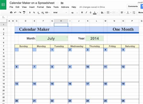 Google Sheets schedule template