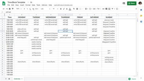 Google Sheets Scheduling