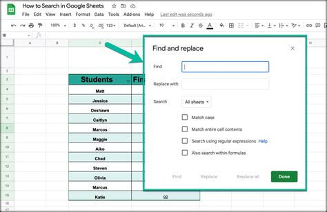 SEARCH function in Google Sheets