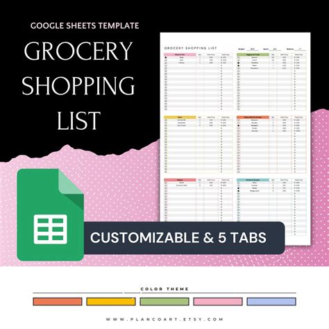 Google Sheets shopping list template gallery