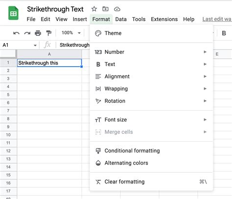 Google Sheets Strikethrough