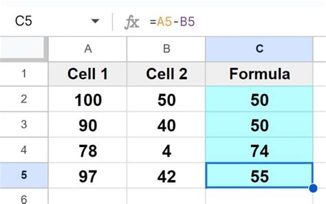 Subtracting a range from a cell in Google Sheets