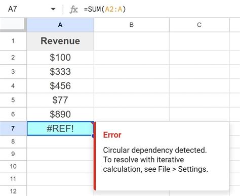 Google Sheets SUM function error