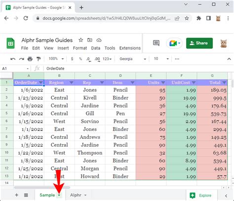 Google Sheets Tabs Link Function