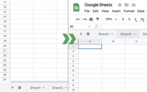 Adjust the tab bar in Google Sheets