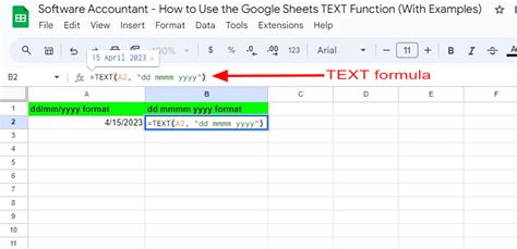 Google Sheets TEXT Function Example