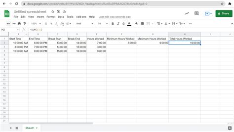 Google Sheets Time Tracking